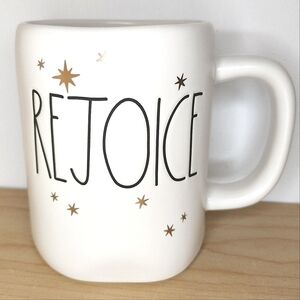 🆕️ Rae Dunn Rejoice Mug with Metallic Gold Stars